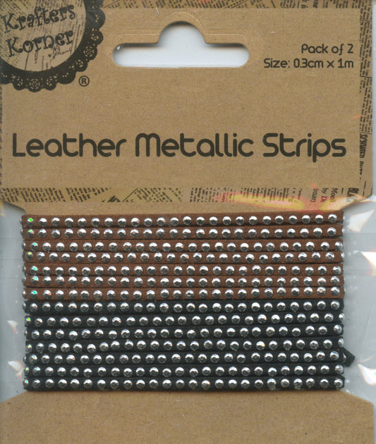 Leather Metallic Strip - Black/Brown - Pk 2