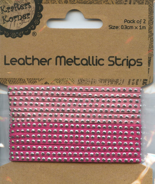 Leather Metallic Strip - Pink tones - Pk 2