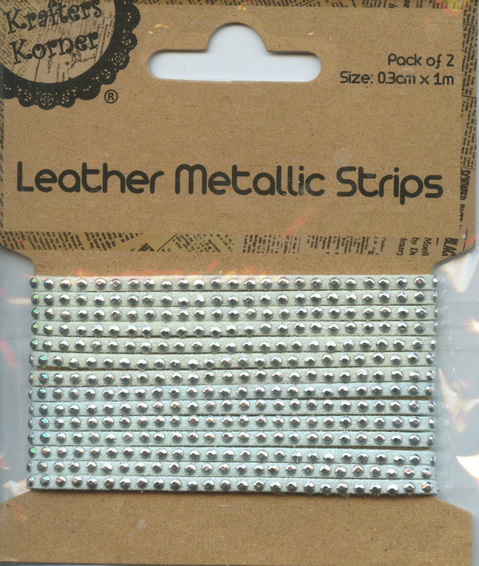Leather Metallic Strip - Mint/Pale Blue - Pk 2