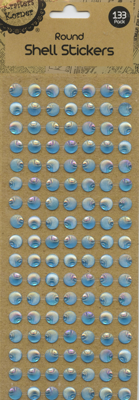 Round Shell Stickers - Aqua - 133 pk - 10mm
