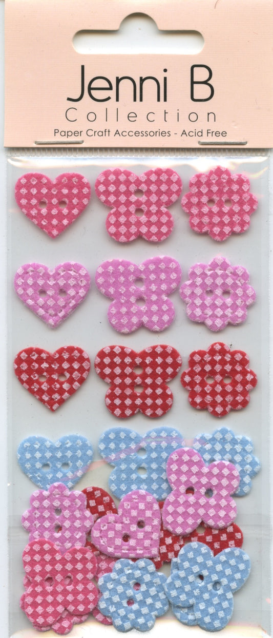 Jenni B Collection - Button Shape Stickers Pack #1 - Adhesive 24pk