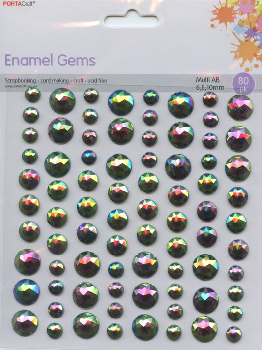 Enamel Gems - Multi AB Rainbow Iridescent- 6, 8 and 10mm - 70pk