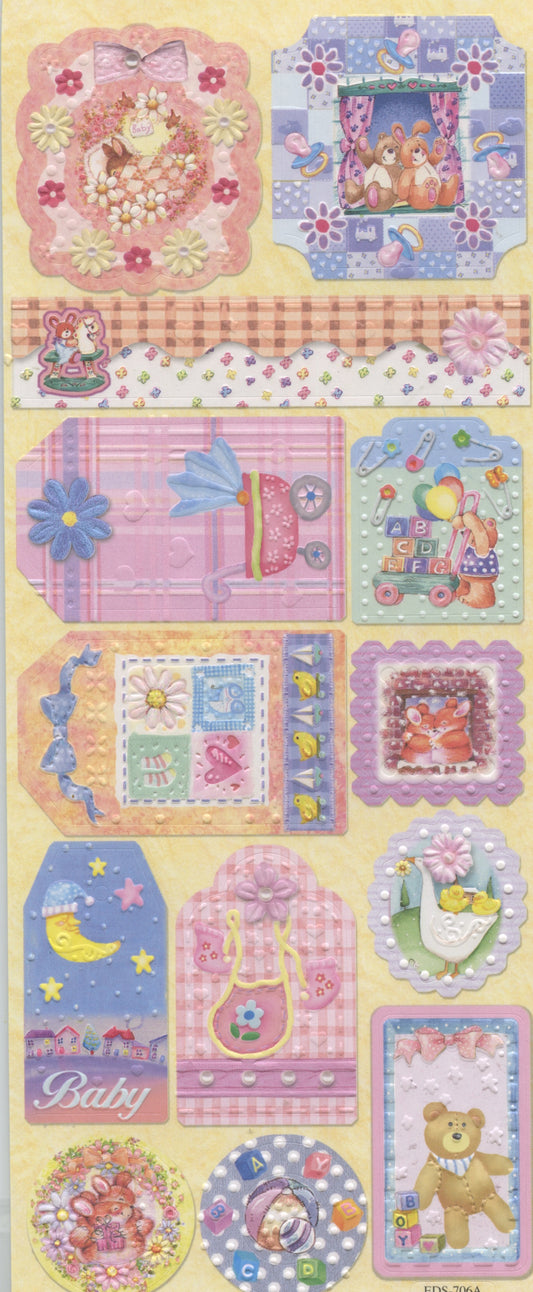 Embossed Stickers - Baby Theme - 13 pce