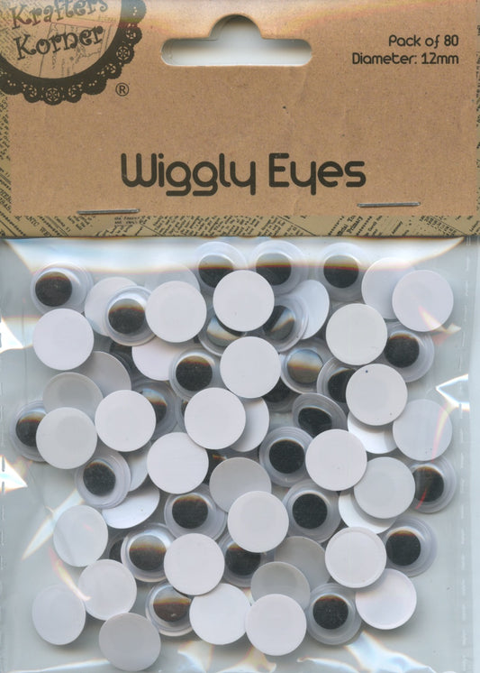 Craft Wiggly Eyes - Black and White - 80 pk