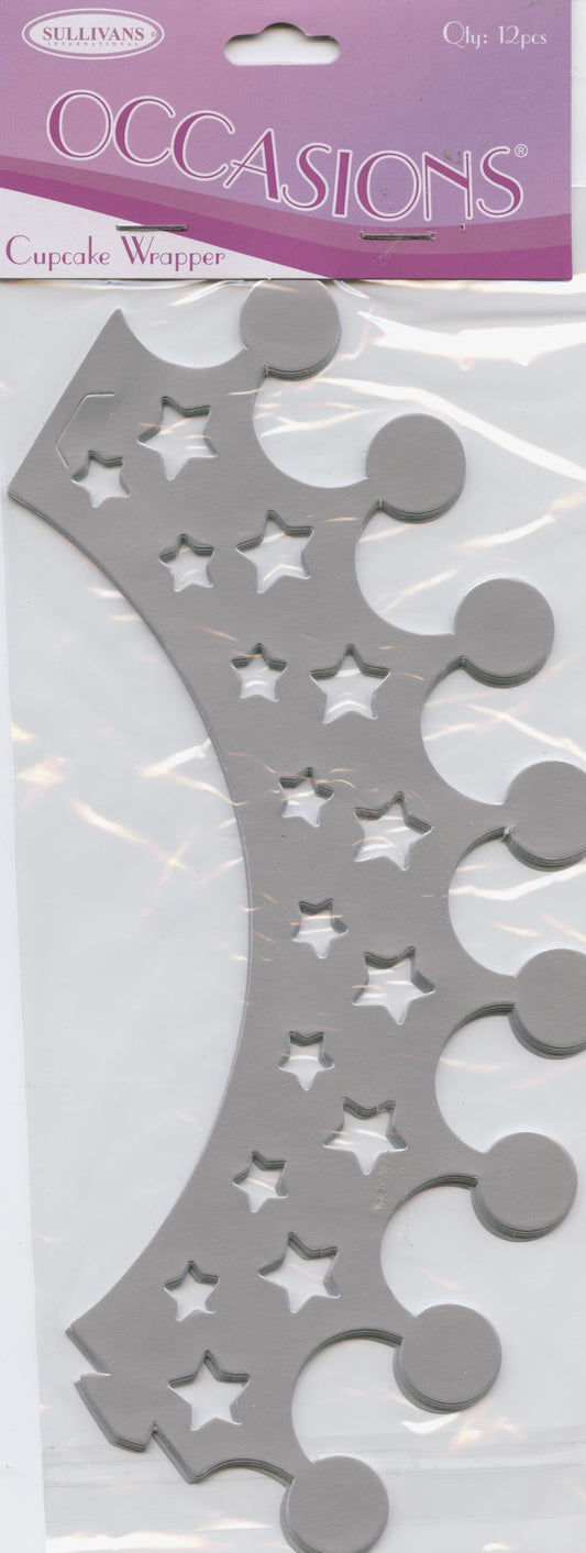 Cupcake Wrapper - Silver Crown- 12pcs