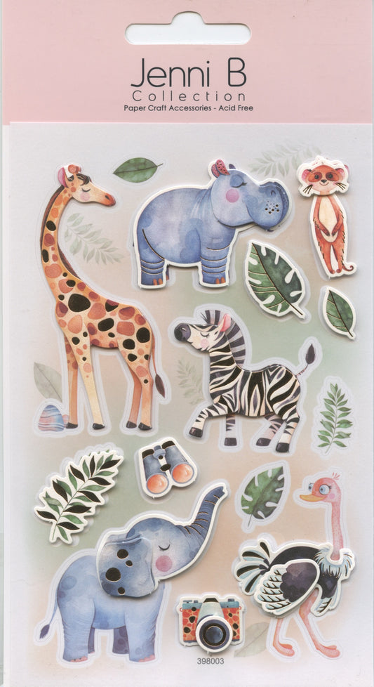 Jenni B Collection - Animals - Self Adhesive Embellishments - 13 pc
