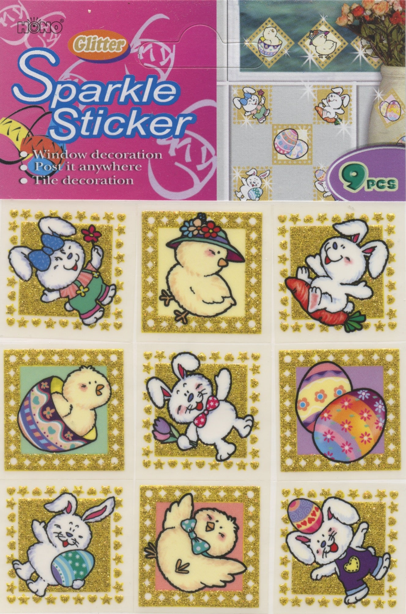 Glitter Sparkle Sticker Easter Bunnies and Chicks