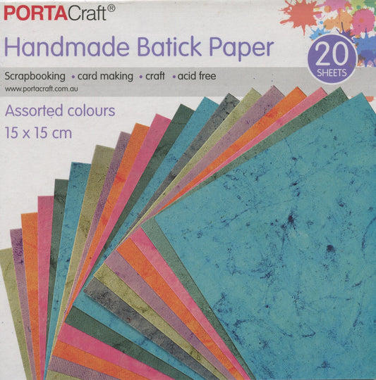 Handmade Batick Paper - Assorted Colours - 15x15cm - 20 Sheets
