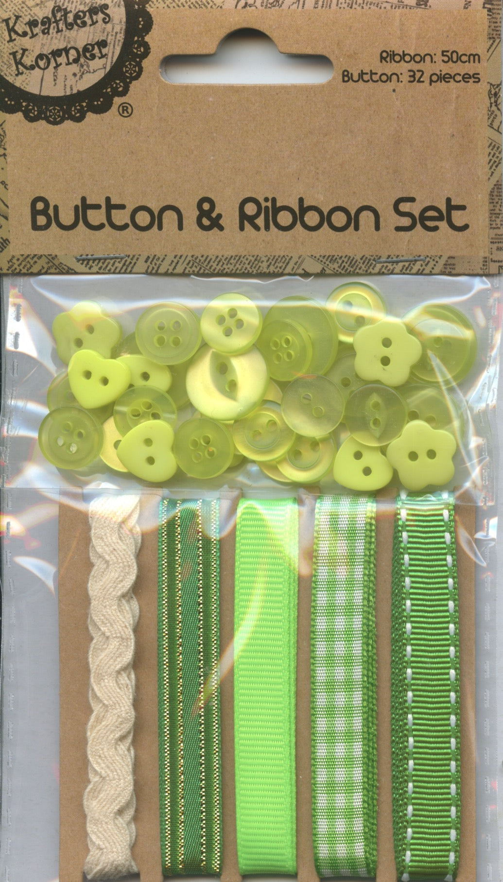 Buttons With Ribbons Button and Ribbon Set - Green – The Crafty Bear Shop