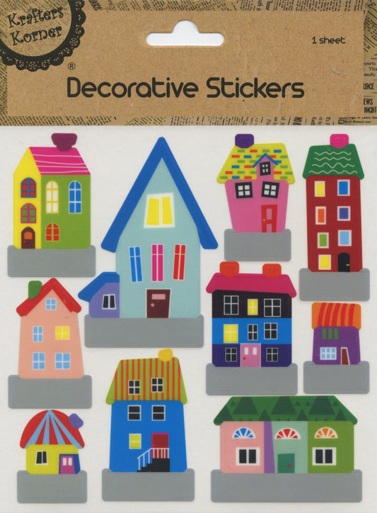 Houses - Decorative Stickers - 1 sheet - 10 pk