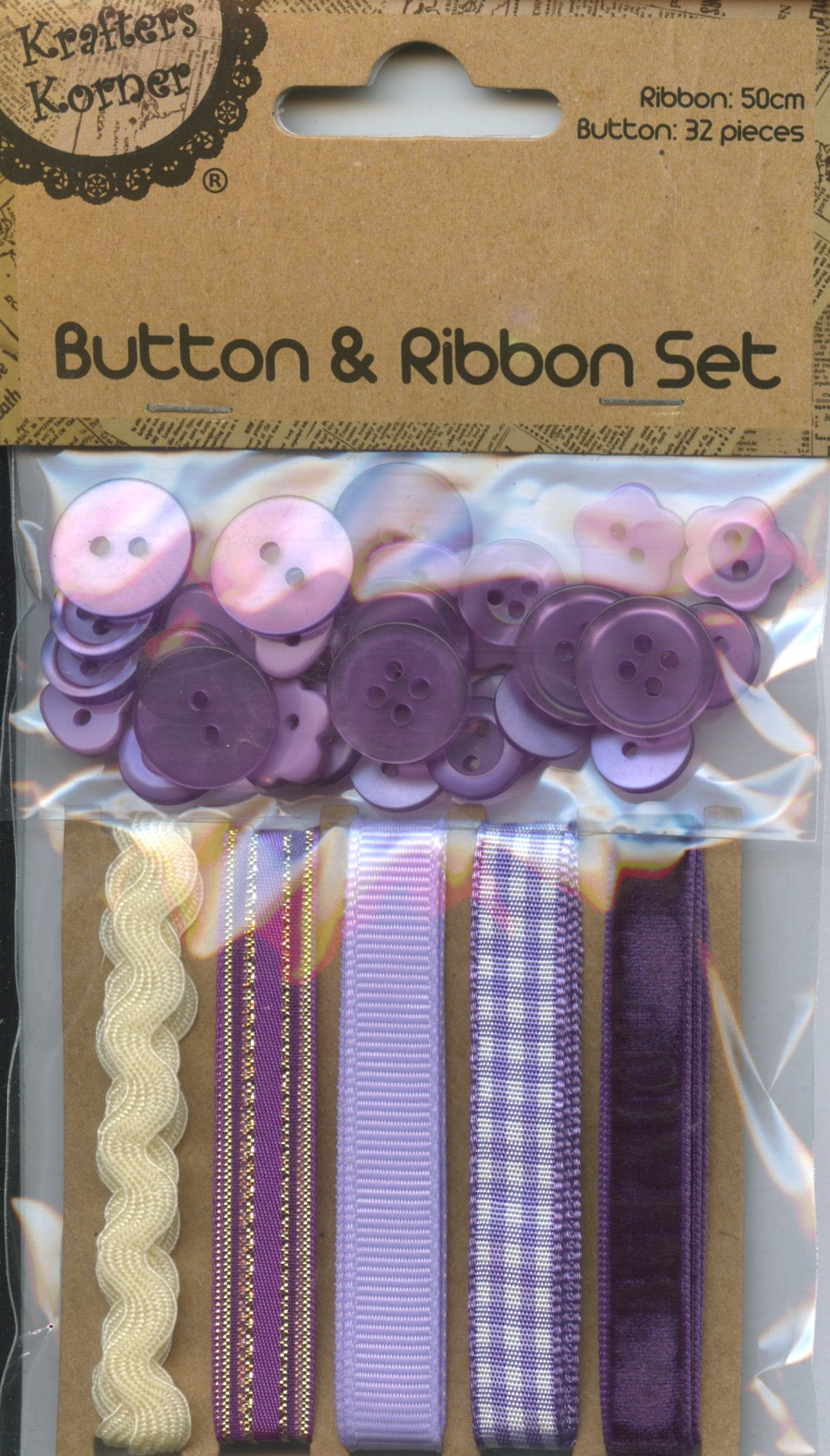 Button Up Ribbon Button and Ribbon Set - Purple – The Crafty Bear Shop