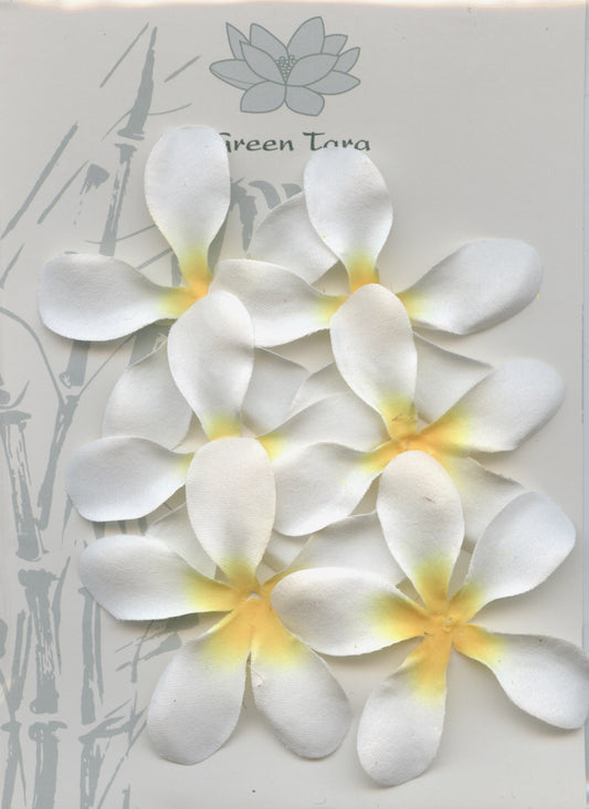 Frangipanis Flowers - Fabric - White - 6.5-7cm - 6 pk