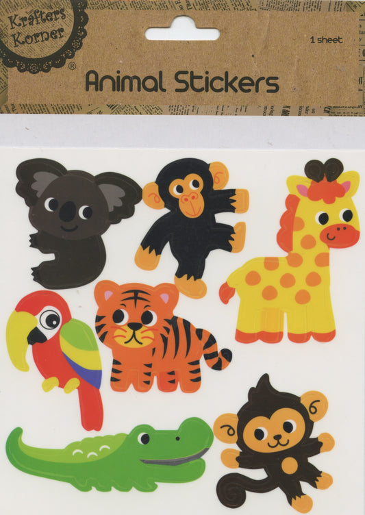 Cute Animal Stickers - 7 pk - 1 sheet