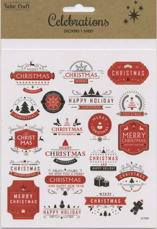 Celebration Merry Christmas Wording Stickers #2 - 1 Sheet