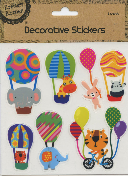 Cute Hot Air balloons - Decorative Stickers - 1 Sheet - 7 pk