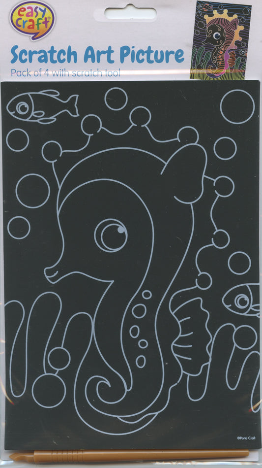 Scratch Art Picture - Sea Theme - Pack of 4 with scratch tool