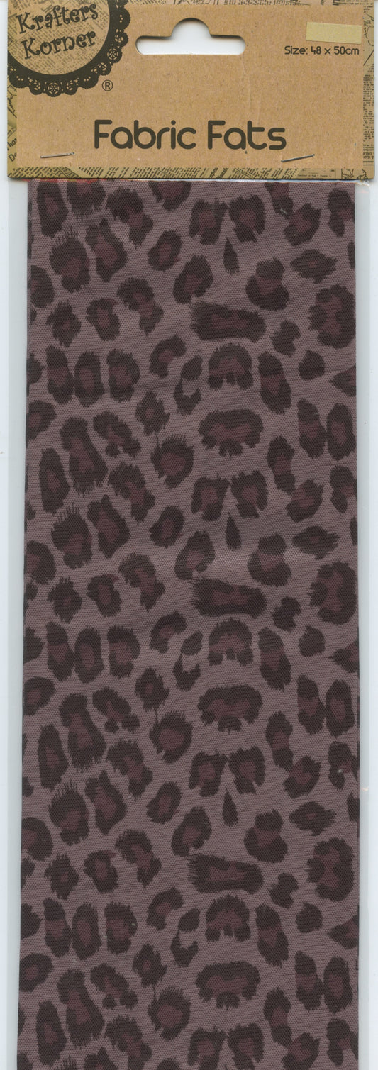 Craft Fabric Fats Leopard Print - 48x50cm- Brown background