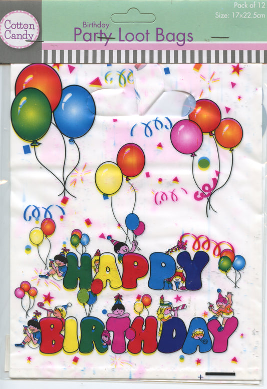 Birthday Party Loot Bags - Happy Birthday with Party Theme #8 - 12 pack