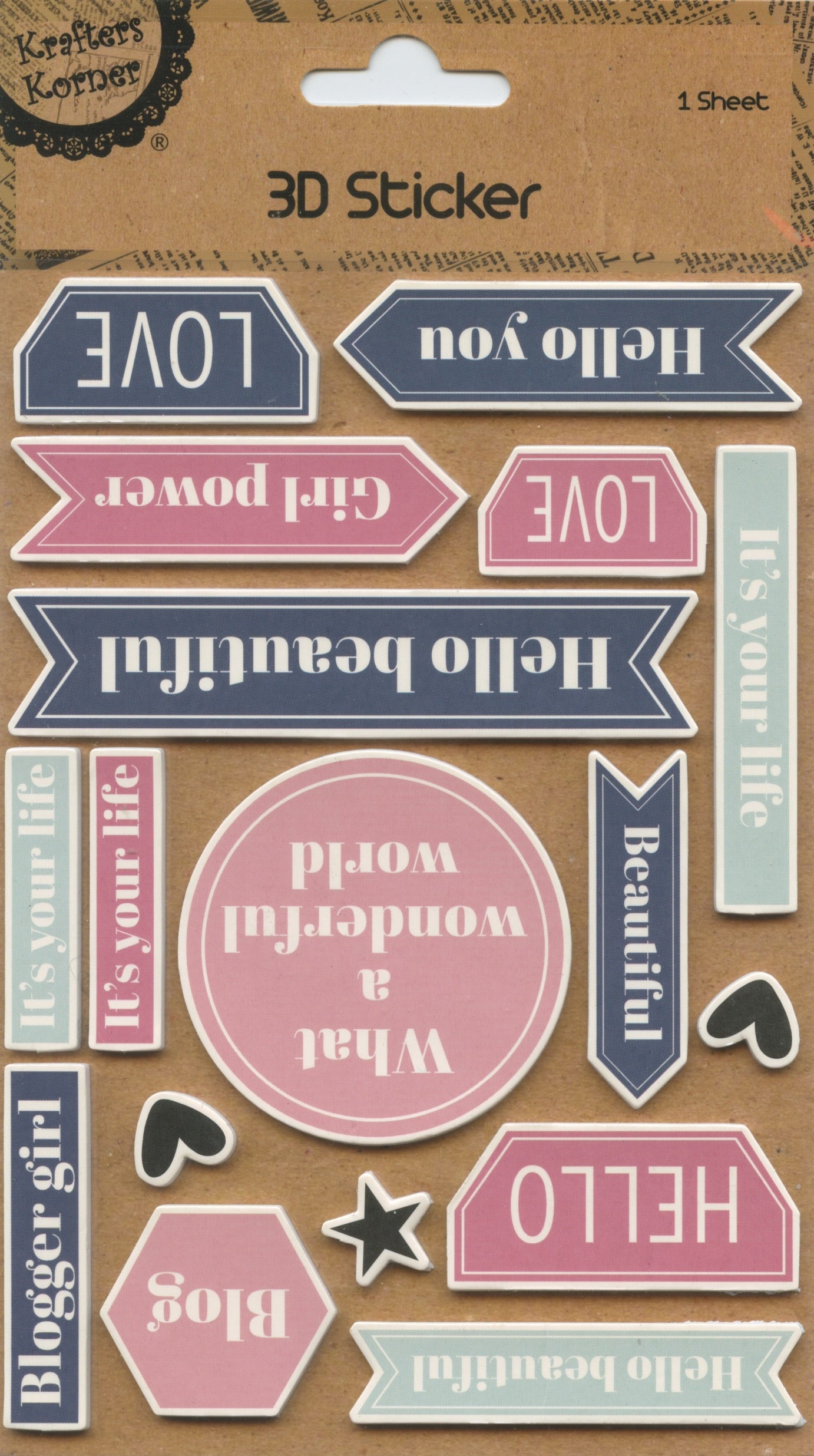 Sticker Key Words 3D Sticker - Wording Theme - 1 sheet – The Crafty Bear Shop