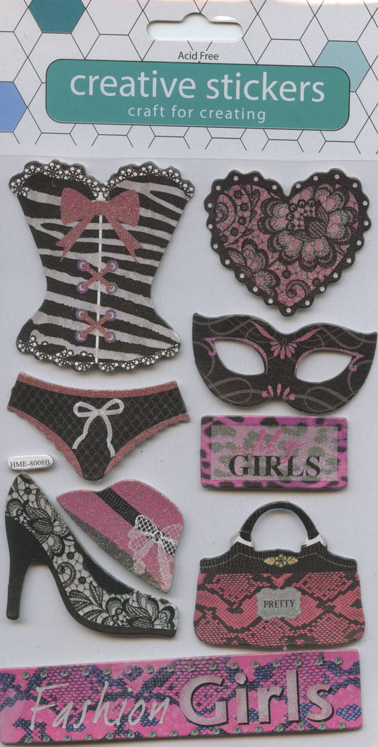 Creative Stickers - 3D Fashion Girls 9 pc