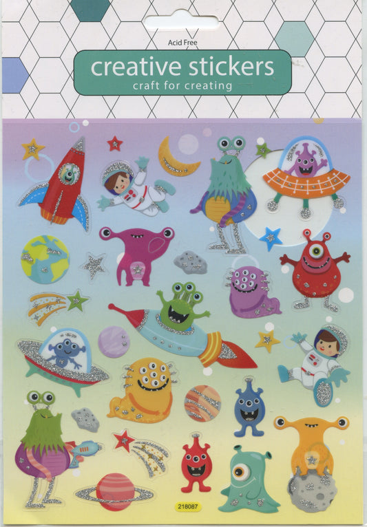 Creative Stickers - Space Monsters - 31pk