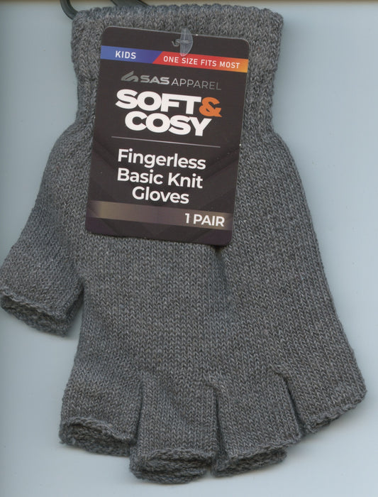 Soft and Cosy - Kids Fingerless Gloves - Grey
