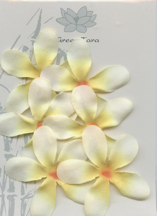 Frangipanis Flowers - Fabric - Cream - 6.5-7cm - 6 pk