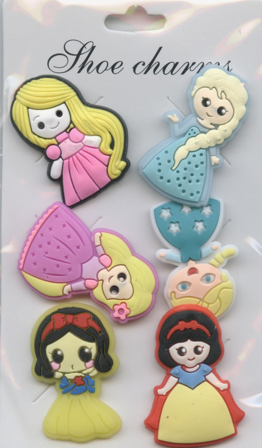 Shoe Charms - Princess theme - 6pc