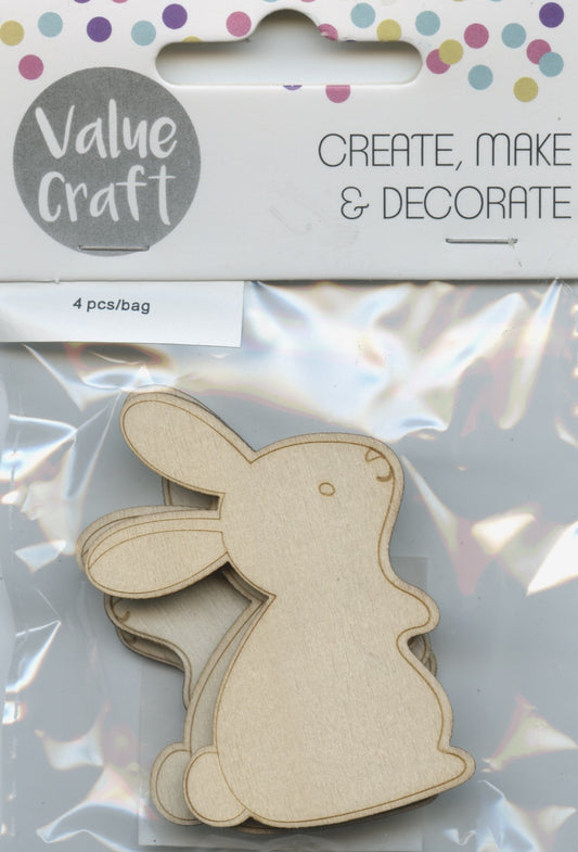 Wooden Bunny - Embellishments - 4 pack