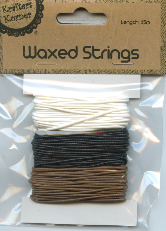 Waxed strings - Black/Brown/White - 15m