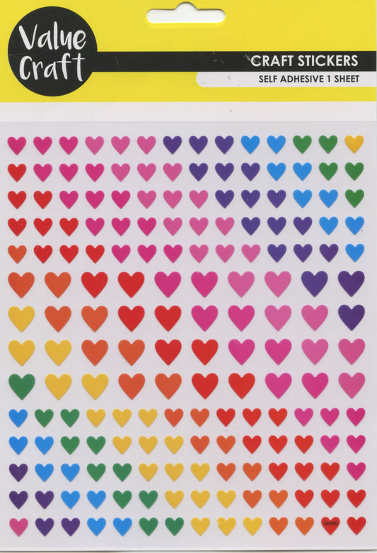 Love Heart Stickers - Multi Coloured - 1 sheet
