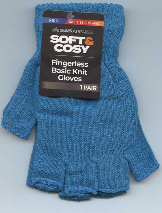 Soft and Cosy - Kids Fingerless Gloves - Cyan Blue
