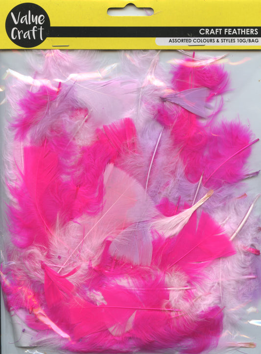 Value Craft - Craft Feathers Assorted - Shades of Pink/Mauve - 10g