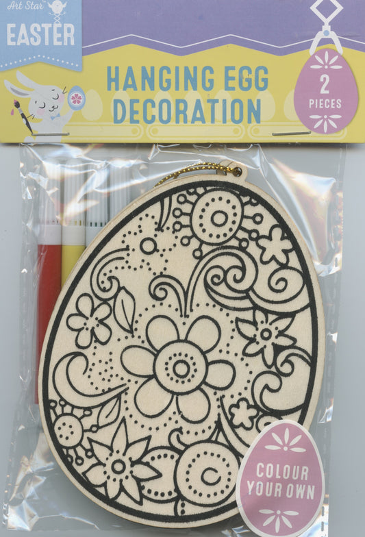 Hanging Easter Egg Decoration - Colour Your Own Kit - 2 pcs