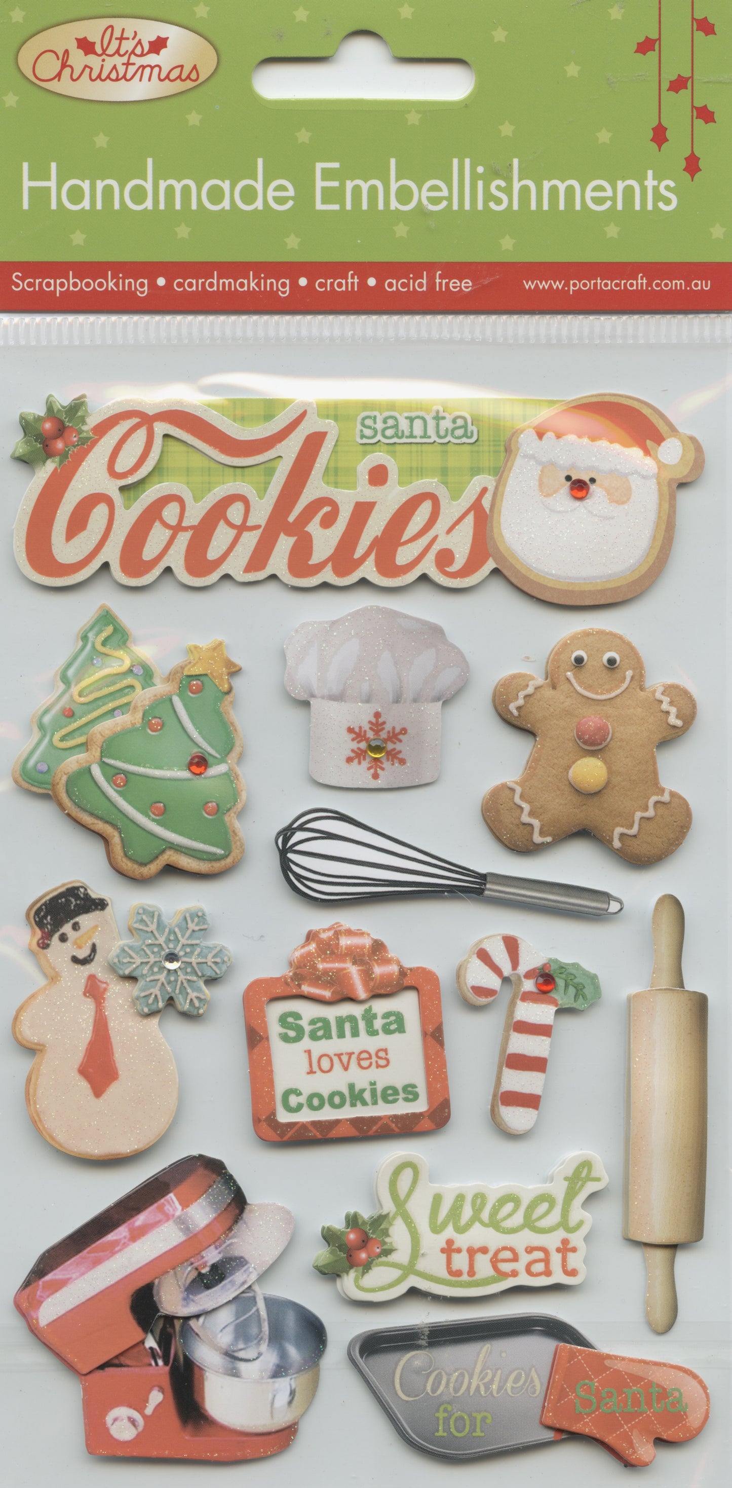 It's Christmas Handmade Embellishments Cooking 12pk