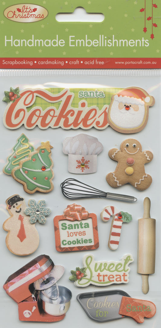 It's Christmas Handmade Embellishments Cooking 12pk
