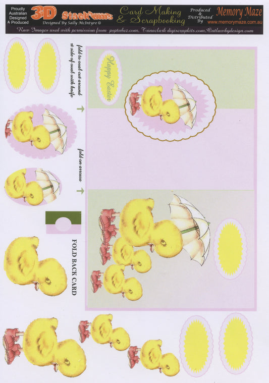3D Cuttables - Happy Easter Chicks - 1 Sheet