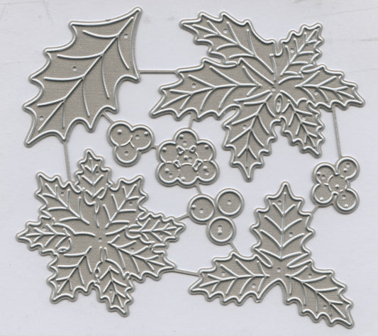 Metal Dies - Christmas Poinsettia Holly & Ivy Set
