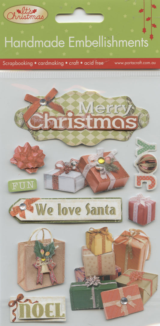 It's Christmas Handmade Embellishments Gifts & Presents 10pk