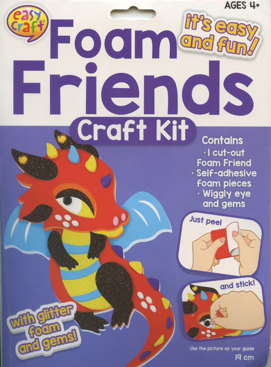 Foam Friends Craft Kit - Just Peel and Stick - Dragon - Makes 1