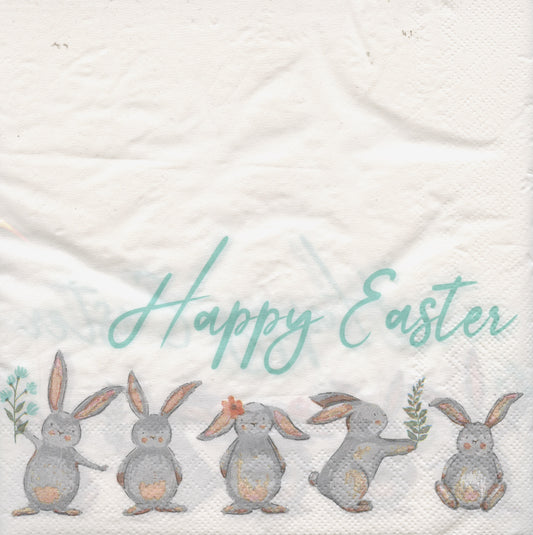 Napkins - Happy Easter with Bunnies - 25 pack