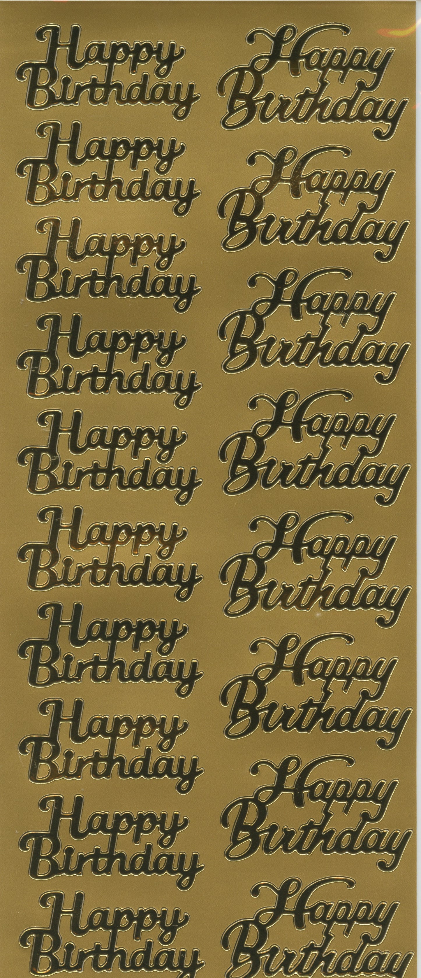 Happy Birthday Script Craft Stickers - Gold 18 pk