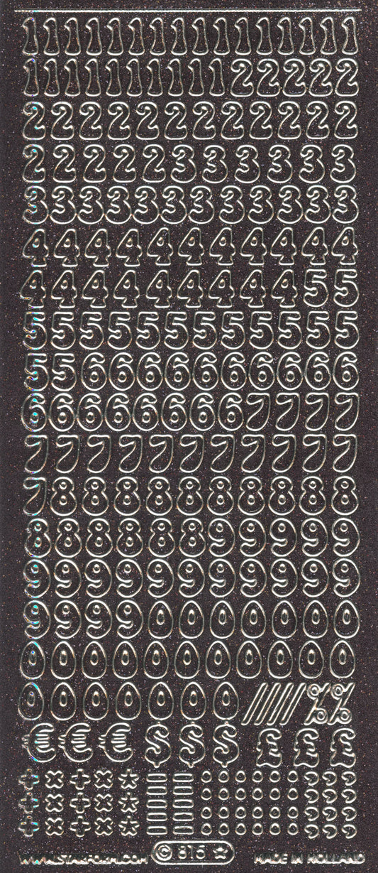 Black/Silver Glitter Numbers and Symbols Craft Stickers - 270 pk
