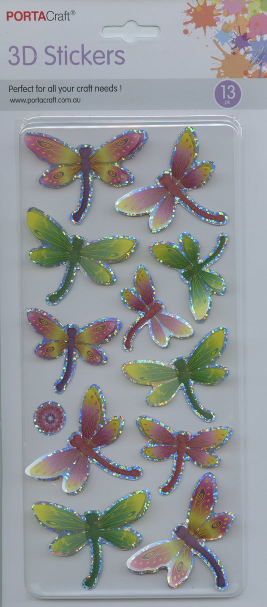 Porta Craft 3D Dragonfly Stickers - 13 pc