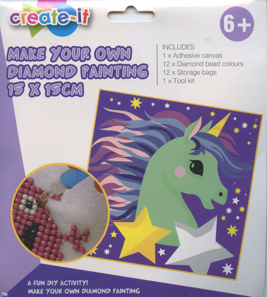 Make Your Own Diamond Painting - 15x15cm - Unicorn