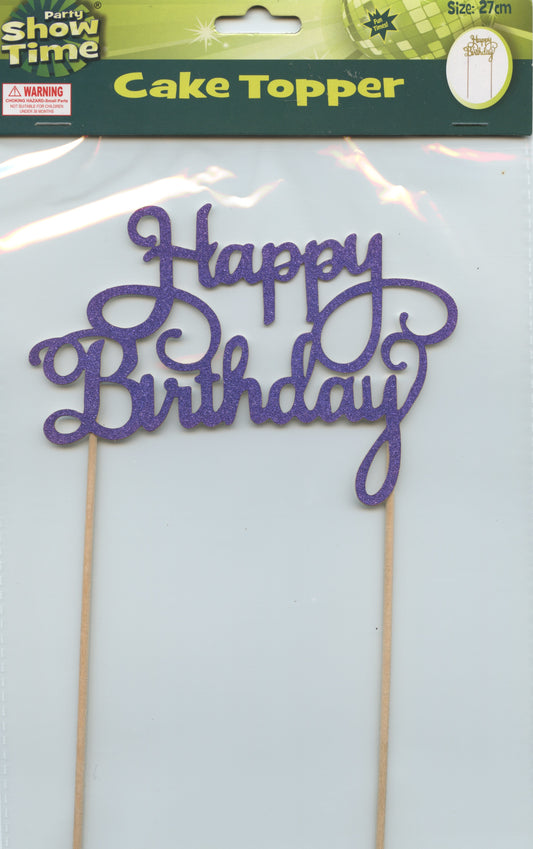 Party Show Time Cake Topper - Happy Birthday - Blue