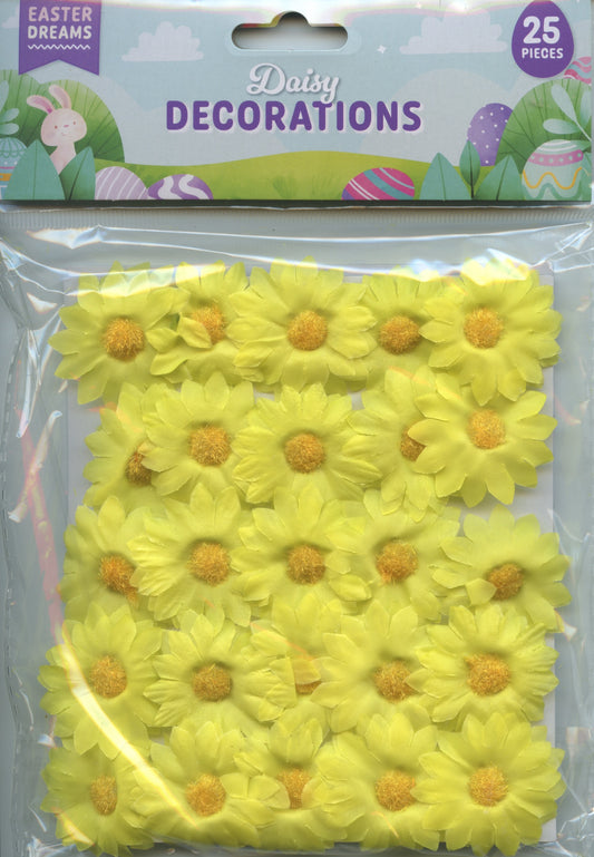 Easter Decorations - Daisy Flower - Yellow - 25 Pack