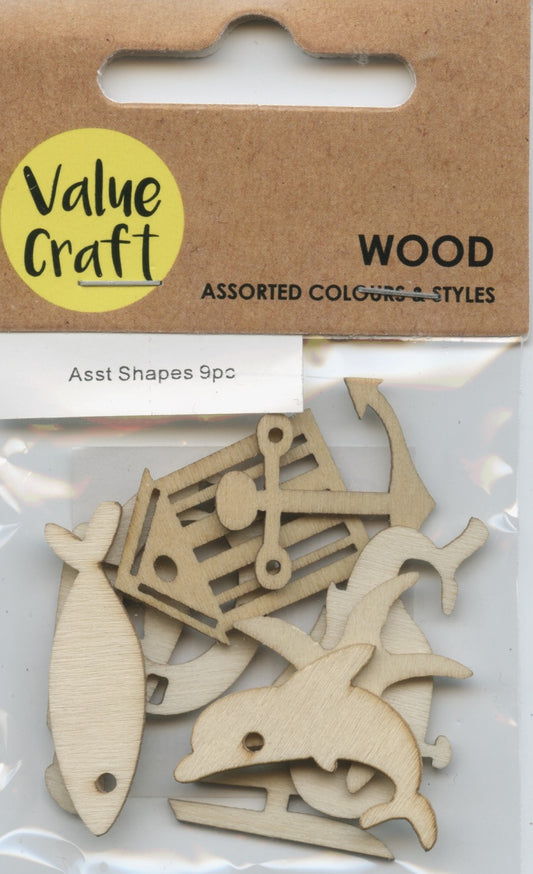 Wood Cut Outs - Sea Theme - 9pc