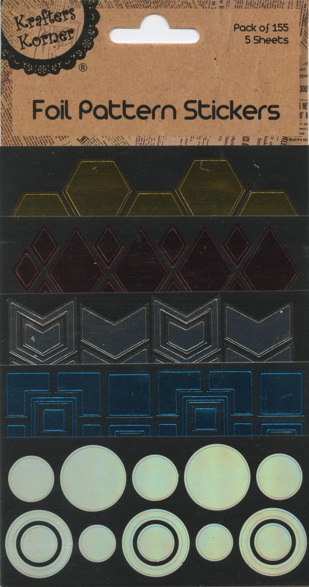 Geometrical Foil Pattern Stickers - 5 sheets