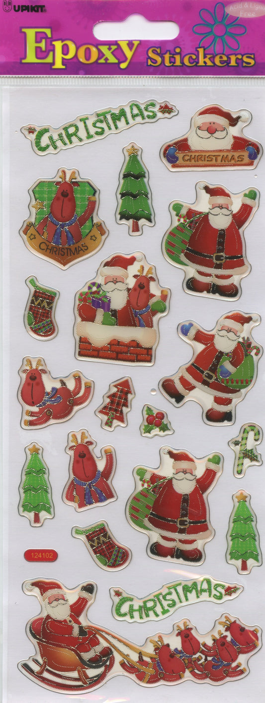 Christmas Theme Puffy/Epoxy Stickers - 19 pk